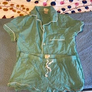 J Crew green gingham pj set